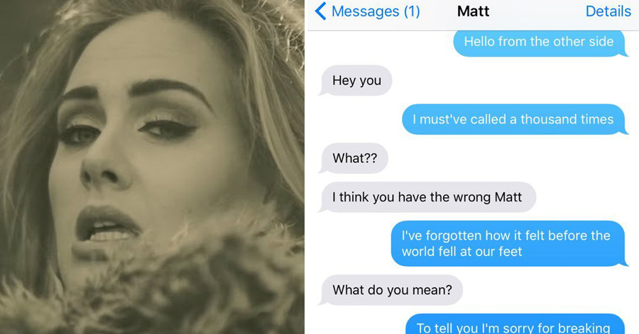 Woman Texts Her Ex Using Only Adele's Hello Lyrics, And The Result Is Totally Hilarious