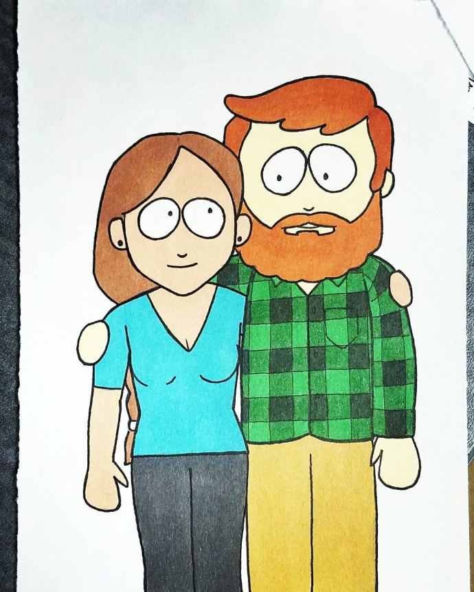 boyfriend surprised his girlfriend by drawing them as a couple