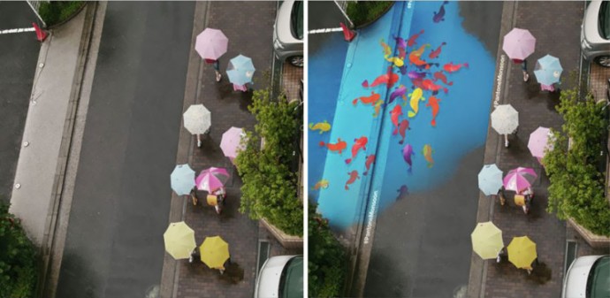 Beautiful street murals activated by rain