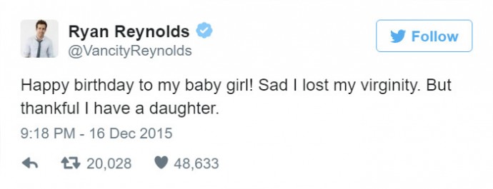 14 Hilarious Ryan Reynolds' Tweets About His Daughter Prove He's The Funniest Celebrity Dad Ever.