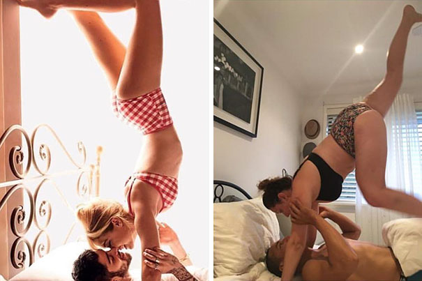 Woman Hilariously Recreates Celebrity Instagram Photos To Show How Weird They Actually Are. #11 Killed Me.