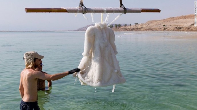 Artist leaves dress in the sea for 2 years