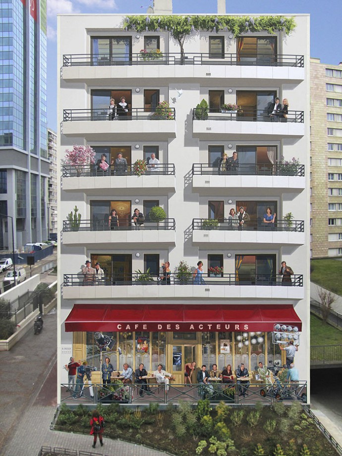 Artist Transforms Empty City Walls In Lively Scenes