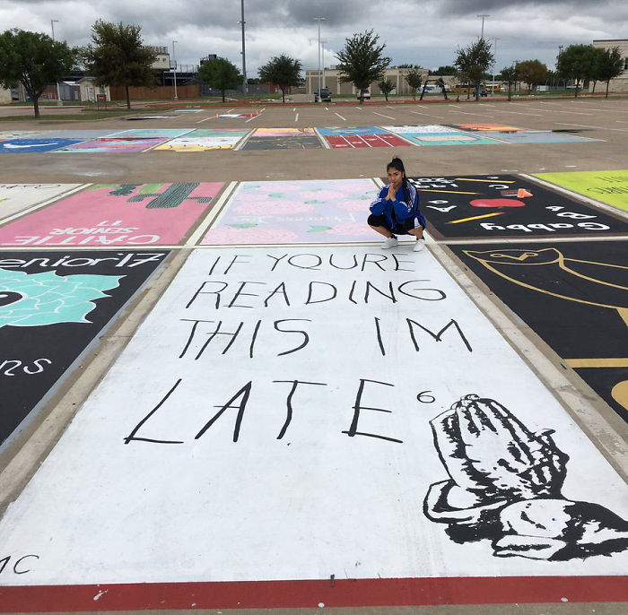 High School Seniors Painted Their Parking Spots And The Internet Fell In Love With Their Art